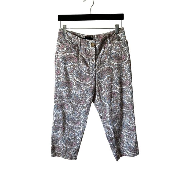 Talbots The Perfect Crop Paisley Pattern Ankle Length Pants Women's Petite 4P - Picture 1 of 10